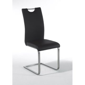 An Image of Paulo Black Faux Leather Dining Chair With Handle Hole