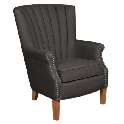 An Image of Bexley Fabric Lounge Chaise Armchair In Charcoal