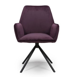 An Image of Uno Velvet Fabric Dining Chair In Mulberry