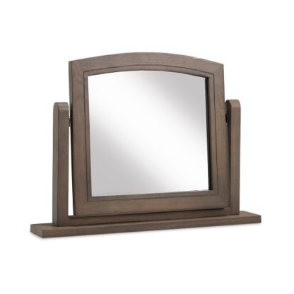 An Image of Ametis Wooden Dressing Table Mirror In Grey Washed Oak