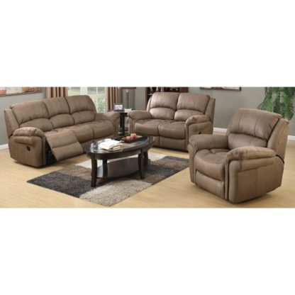 An Image of Lerna Fabric 3 Seater Sofa And 2 Armchairs Suite In Taupe