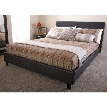 An Image of Alioth Faux Leather King Size Bed In Brown