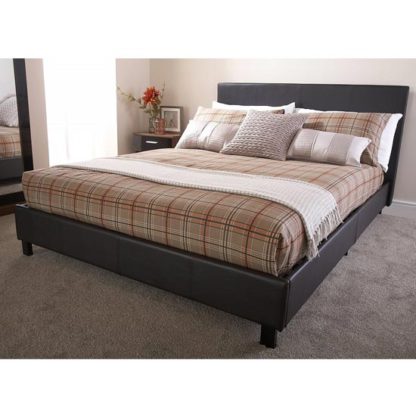 60da94e6c5490bee9088ac33bfefe05fa77aea76fab85d2cde458a2918611150-1.jpg An Image of Alioth Faux Leather King Size Bed In Brown