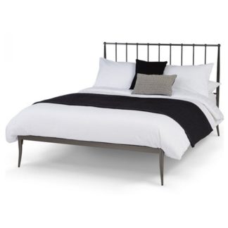 An Image of Saturn Precious Metal King Size Bed In Black Nickel