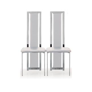 An Image of Nicole Dining Chair In White Faux Leather in A Pair