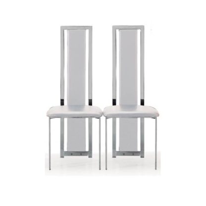 60f5a933f222a6545e109a72a7d6c69807df748ebca4a6050375156e0f10ee15.jpg An Image of Nicole Dining Chair In White Faux Leather in A Pair