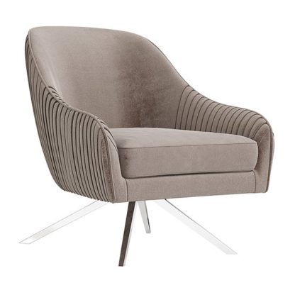 An Image of Bianca Velvet Fabric Swivel Lounge Chair In Mink