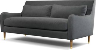 An Image of Content by Terence Conran Oksana 3 Seater Sofa, Plush Shadow Grey Velvet with Light Wood Brass Leg