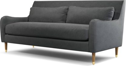 An Image of Content by Terence Conran Oksana 3 Seater Sofa, Plush Shadow Grey Velvet with Light Wood Brass Leg