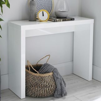 An Image of Curio Modern Console Table Rectangular In White High Gloss