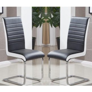 An Image of Symphony Dining Chair In Black And White PU In A Pair
