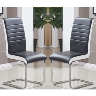 An Image of Symphony Dining Chair In Black And White PU In A Pair