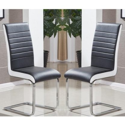 61a6c182f8a224d5e3e5671a3fa3d7acb6116968278d4baea0d0b94cc046e91d.jpg An Image of Symphony Dining Chair In Black And White PU In A Pair