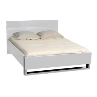 An Image of Sinatra Contemporary White High Gloss Finish King Size Bed