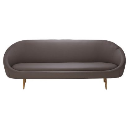 620088361f186b6e77f84b9ebb59f34c6bcc28240c0de5c2af4fde793f232854.jpg An Image of Seginus Three Seater Faux Leather Sofa In Brown Finish
