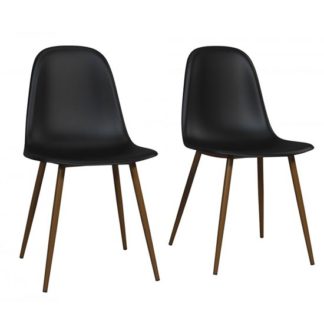 An Image of Copley Black Plastic Dining Chairs In Pair