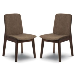 An Image of Kensington Walnut Fabric Dining Chair In Pair