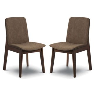 An Image of Kensington Walnut Fabric Dining Chair In Pair