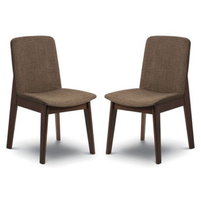 An Image of Kensington Walnut Fabric Dining Chair In Pair