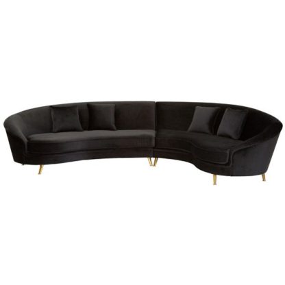 628eb4a8f43a123a021d365f943483e5257f95c2e9f0d2cf6513764df2b32689.jpg An Image of Musica Velvet 5 Seater Curved Corner Sofa In Black