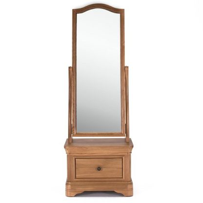 An Image of Frank Cheval Mirror In Natural Oak Frame With Drawer