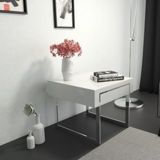 An Image of Casa Side Table In White Gloss With Chrome Legs And Drawer