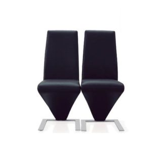 An Image of Demi Z Dining Chairs In Black Faux Leather in A Pair