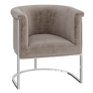 An Image of Martina Velvet Fabric Lounge Chair In Mink