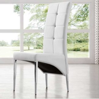 An Image of Vesta Studded Faux Leather Dining Room Chair in White