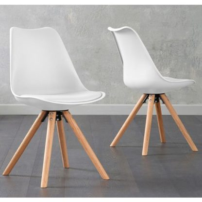 62e17c67471035aacff0ae695ec6a83d44137b4de73237dd8ccfd0894f62bed5.jpg An Image of Tupa White Faux Leather Chairs In Pair With Round Leg