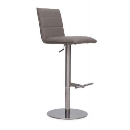 62fe6105812cf680077dd8725cdc2b495761d5cfa62b67ce9e5d02b28d224217.jpg An Image of Verlo Bar Stool In Taupe PU With Brushed Stainless Steel Base