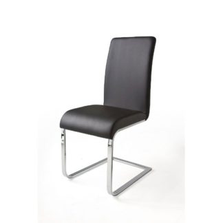 An Image of Lotte I Metal Swinging Black Faux Leather Dining Chair