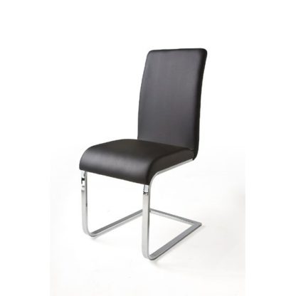 632c18b84607f013be2d65250d948869d5b2edcc801c6d22e5dde5f28f567f58.jpg An Image of Lotte I Metal Swinging Black Faux Leather Dining Chair