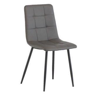 An Image of Virgo Faux Leather Dining Chair In Grey