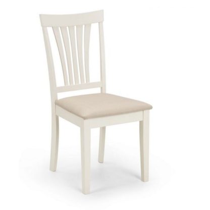 634f7c57942c1a64f9da3b78e77f6bd8975ee59273174337554c56ac7ab95966.jpg An Image of Cameo Dining Chair In Taupe Linen Effect Seat With Ivory Finish