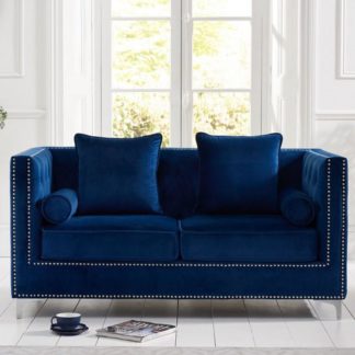 An Image of Mulberry Modern Fabric 2 Seater Sofa In Blue Velvet