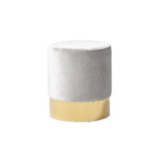 An Image of Aix Stool In Grey Velvet With Gold Plated Stainless Steel Base
