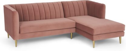 642b9b0d45523bd9b909c6a048b5848857c6af699e70aa645c5f823ad649cf03.jpg An Image of Amicie Right Hand Facing Chaise End Corner Sofa, Blush Pink Velvet