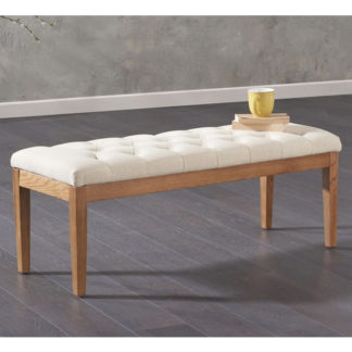 An Image of Absolutno Fabric Small Dining Bench In Beige