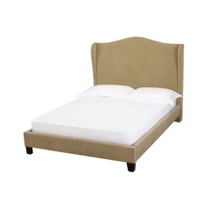 An Image of Chateaux Wing King Size Fabric Bed In Beige