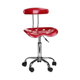 An Image of Hanoi Office Chair In Red ABS With Chrome Base And 5 Wheels