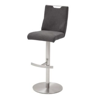 An Image of Jiulia Fabric Bar Stool In Anthracite With Steel Base
