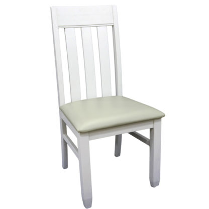 An Image of Ohio Slat Back Padded Dining Chair In Painted White