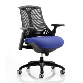 An Image of Flex Task Black Back Office Chair With Stevia Blue Seat