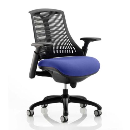 An Image of Flex Task Black Back Office Chair With Stevia Blue Seat