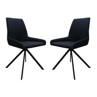An Image of Boswell Fabric Dining Chairs In Black In A Pair