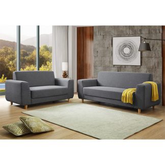 An Image of Fida Fabric 2 Seater And 3 Seater Sofa Suite In Dark Grey