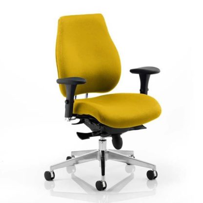 An Image of Chiro Plus Office Chair In Senna Yellow With Arms