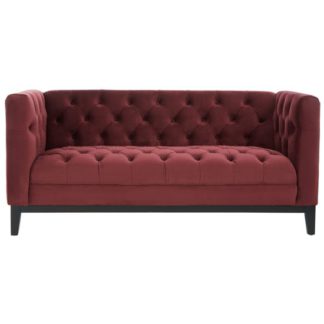 An Image of Okab Crimson Fabric 2 Seater Sofa In Red
