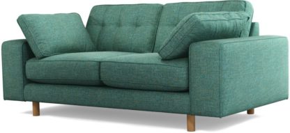 An Image of Content by Terence Conran Tobias 2 Seater Sofa, Textured Weave Teal with Light Legs